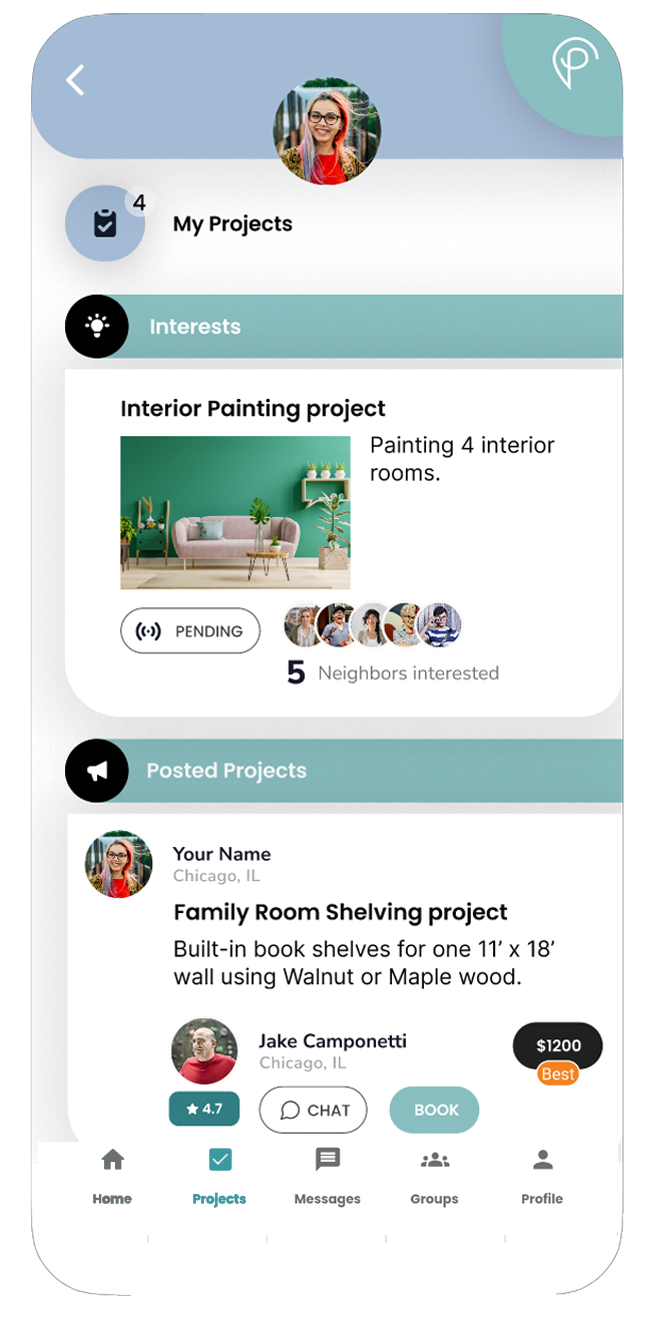 Pinwrk Customer Profile My Projects Screen